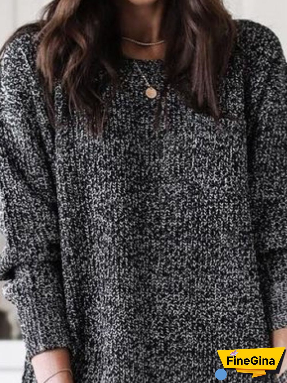 Casual Winter Solid Cotton Natural Mid-weight Daily Long sleeve Crew Neck Sweater for Women