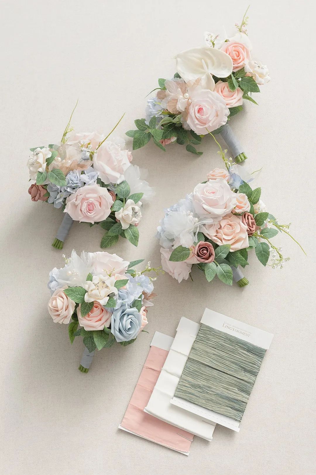 Free-Form Bridesmaid Bouquets in English Pastel