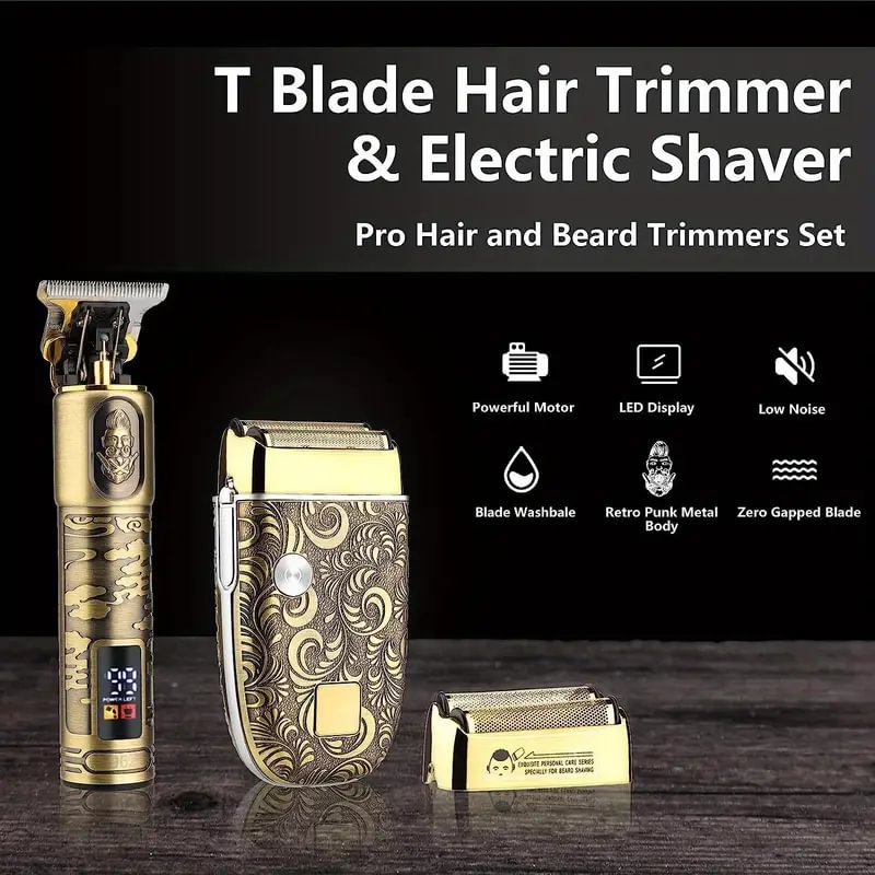 Aparador de cabelo profissional Barbeador elétrico com barba sem fio masculina, inserções de cabelo no queixo Kit de barbeador elétrico masculino para enchimento Adequado para o dia da paternidade detalhes de presentes 4