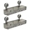 Glacier Pattern Transparent Shower Storage Rack Punch-Free Suction Cup Shelf