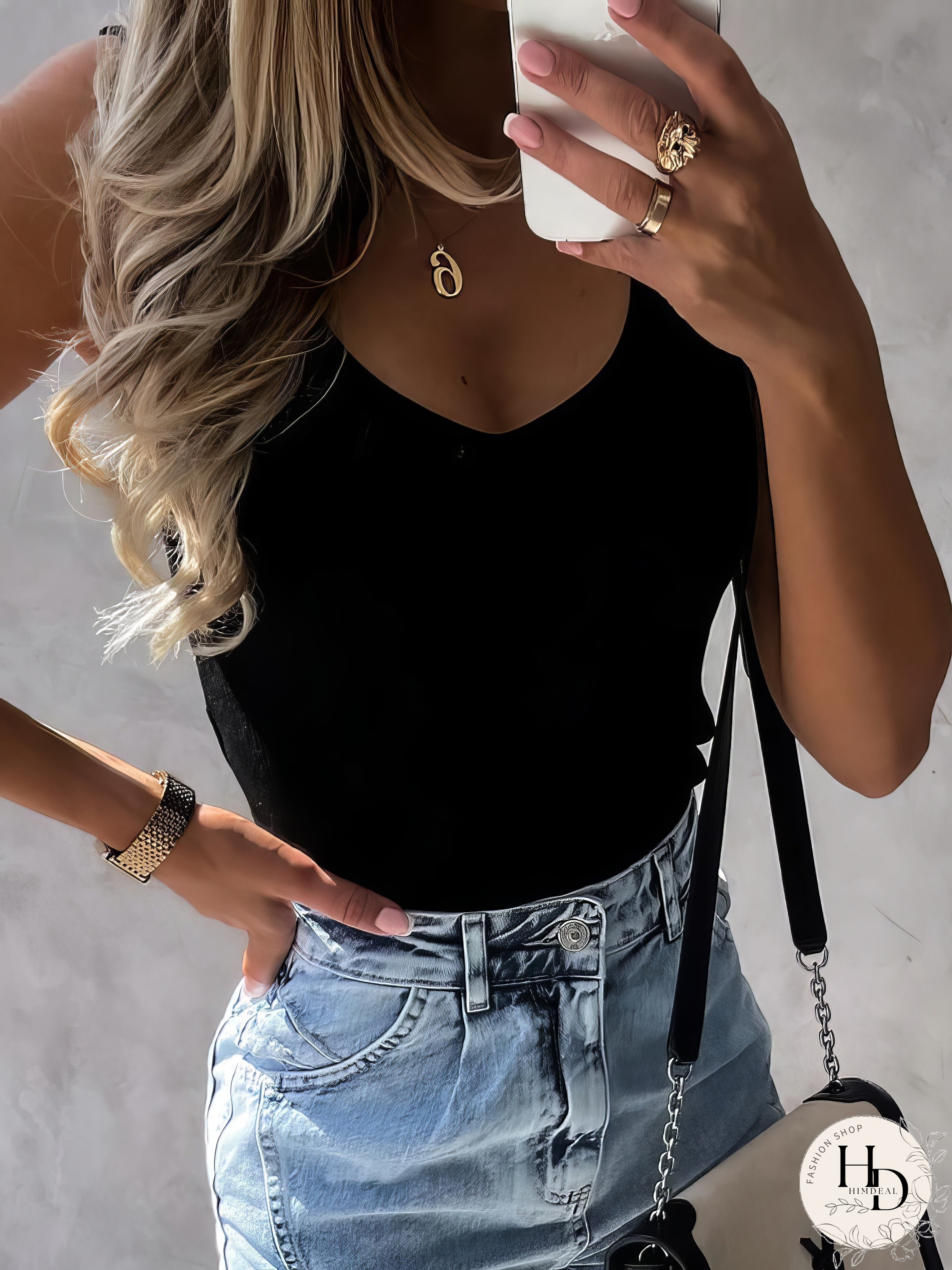 Pure Sleeveless V-Neck Casual Tank Tops
