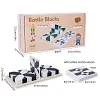 Puzzle g&eacute;om&eacute;trique en bois avec blocs cach&eacute;s et plateau de rangement