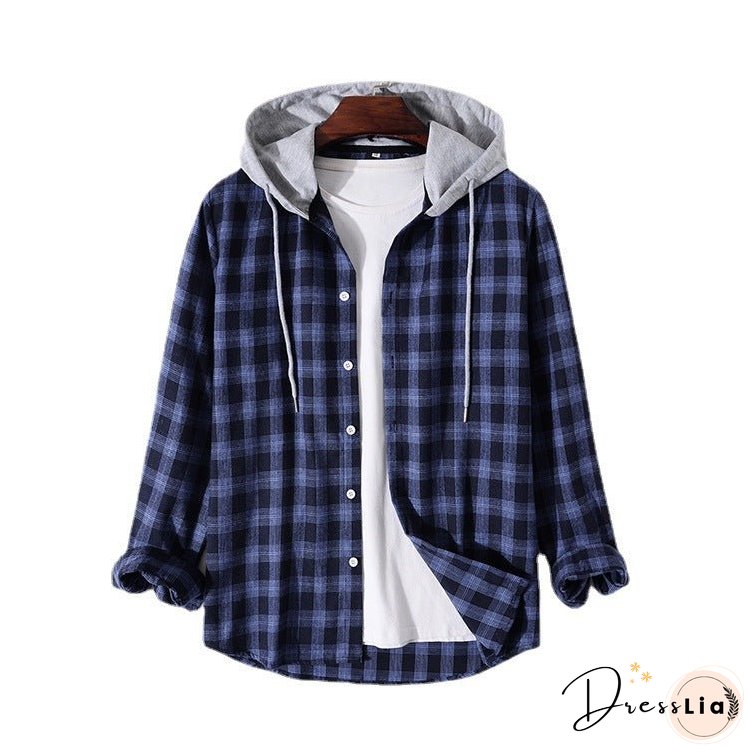 New Men's Shirts Casual Fashion Hooded Long Sleeves
