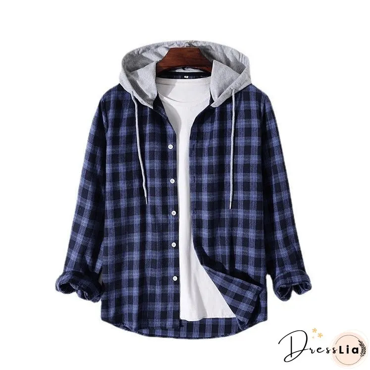 New Men's Shirts Casual Fashion Hooded Long Sleeves