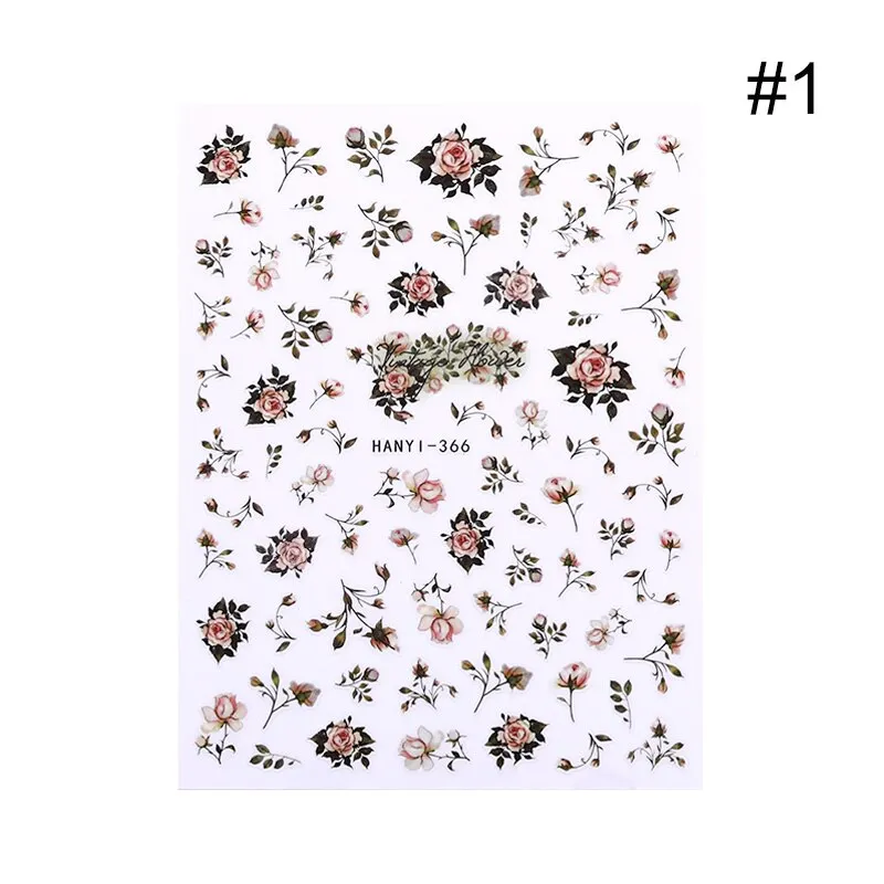 1 Sheet Russian Series Letter 3D Nail Sticker Flower Leaves Nail Transfer Beautiful Decals Slider Nail Art DIY Decoration