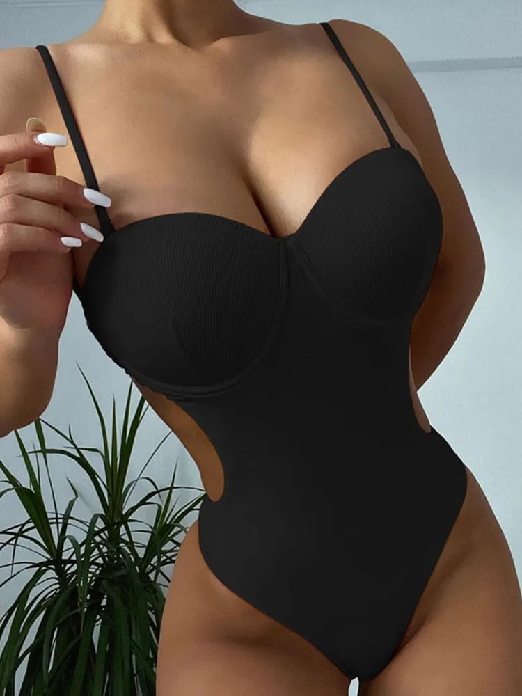 Peachtan Pink Striped One Piece Swimsuit Women High Cut Bathing Suit Push Up Swimwear biquinis feminino Traje De Ba&ntilde;o Mujer 2022