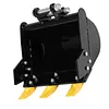 [US Local Warehouse] 400mm Bucket Metal Trenching Digger for Most 0.8-1.8 Ton Small Diggers Mini Excavator Digging Bucket Attachment 0.98in Hole 3.46in Center Wheelbase Mini Excavator Attachment w/ Metal Teeth