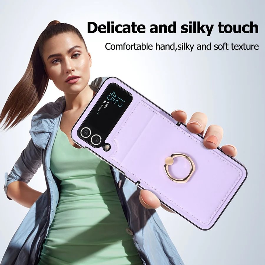 Suitable For Samsung Z Flip 3/Z Flip 4 Folding Solid Color Ring Folding Screen Phone Case
