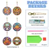 6PCS Diamond Painting Double Sided  Skull Glass Pumpkin Halloween Keychains Kit