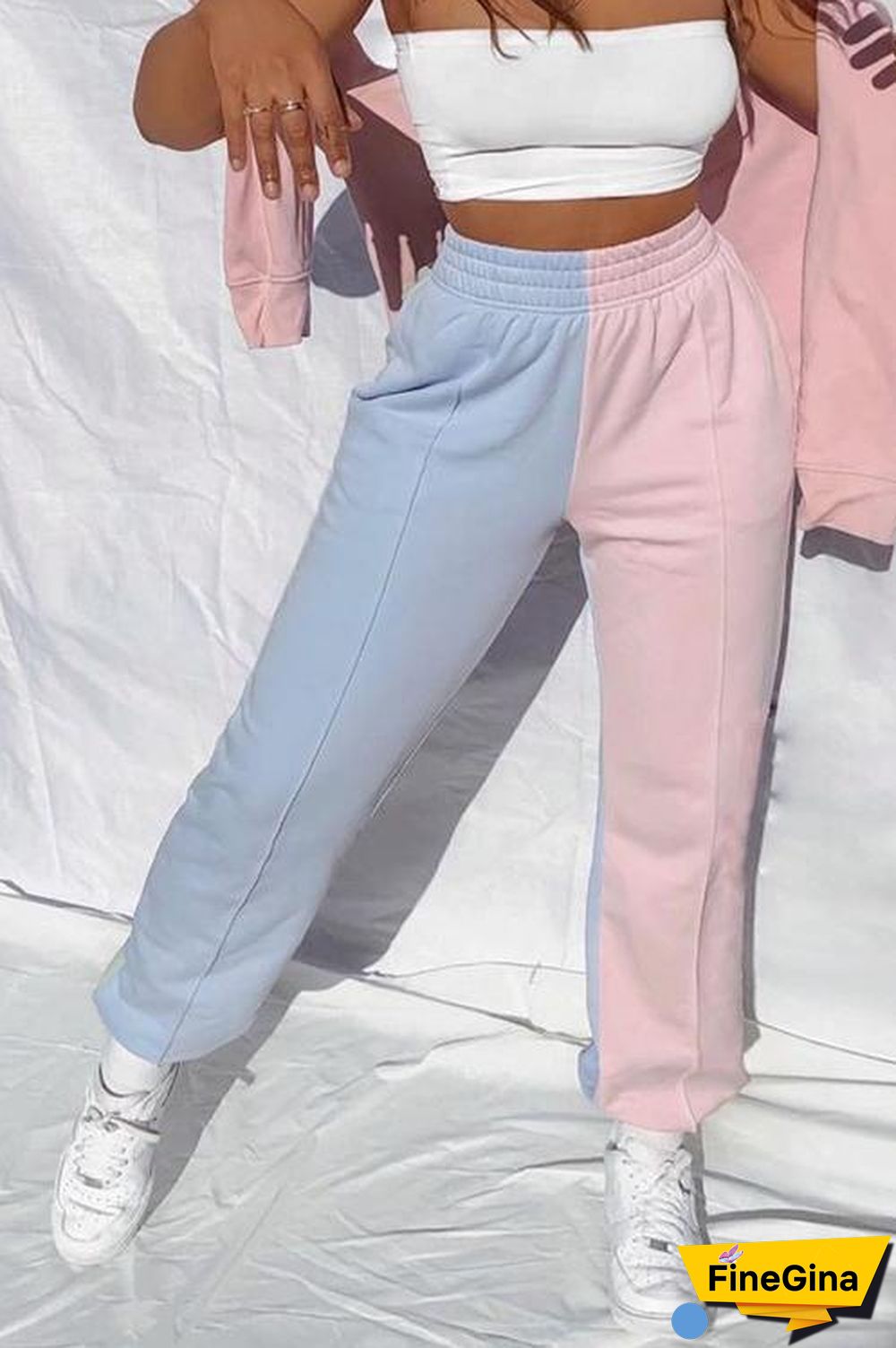 Color Block Elastic Joggers
