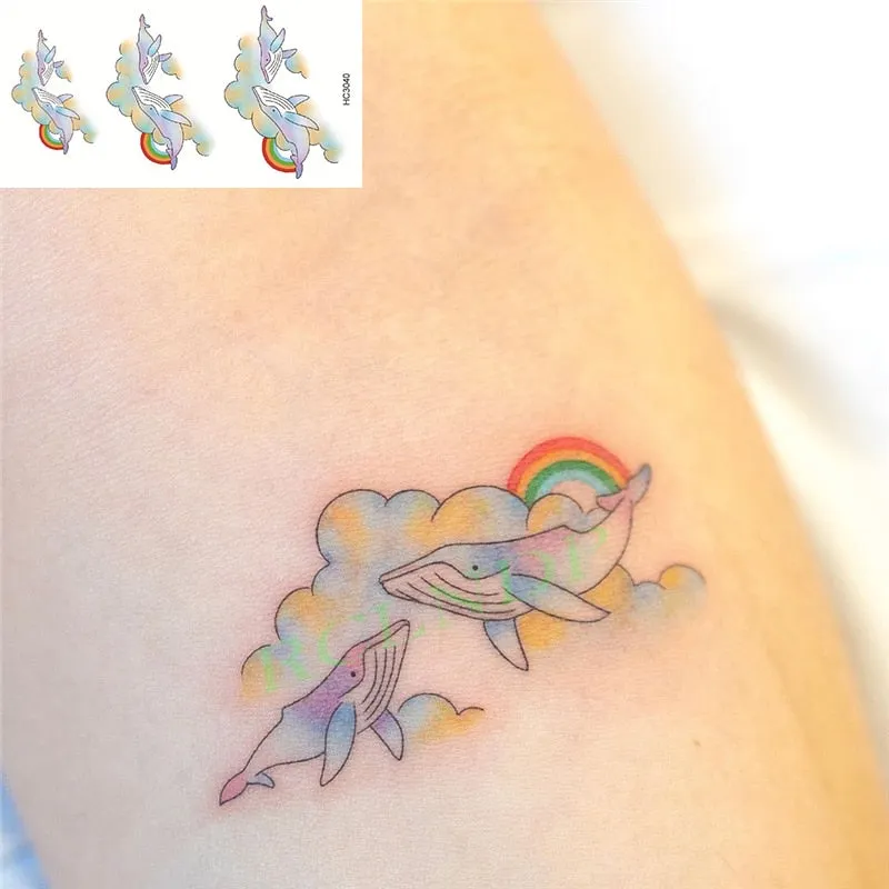 Waterproof Temporary Tattoo Sticker Cute Colorful Cartoon Bear Flash Tatoo Fake Tatto Body Art for Woman Men