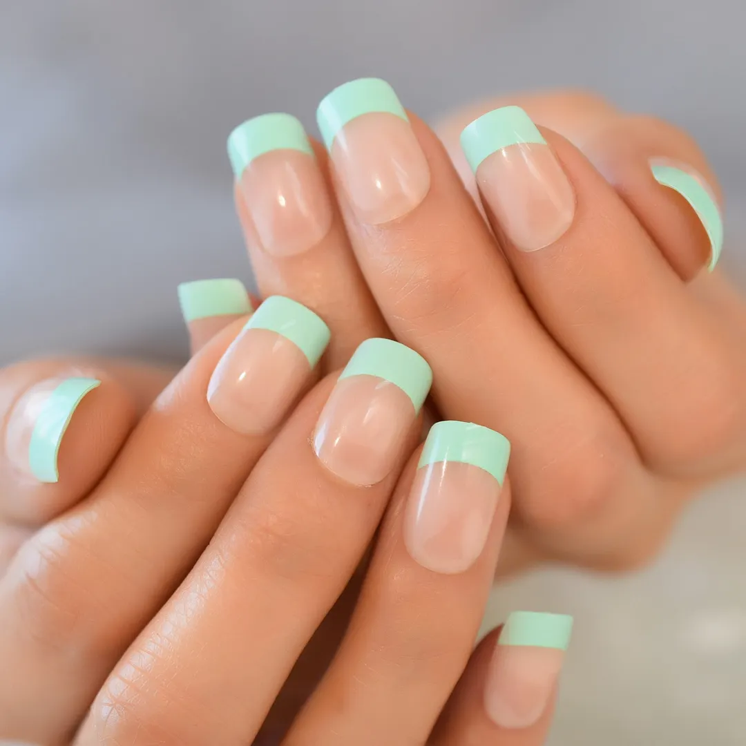 Nude Pink False Stick On Nails Natural French Miancure Short Lady's Nails Tips Acrylic Gel Fake Nail Set 24pcs-Nail Inspo