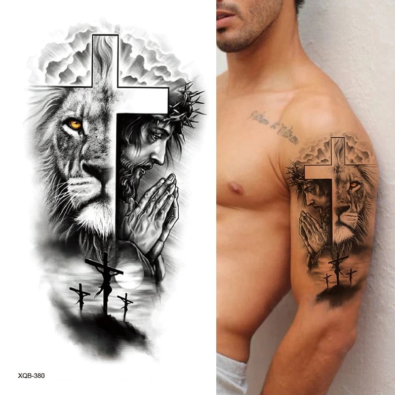 Sdrawing Forest Wolf Tattoo Sticker For Men Tiger Skull Skeleton King Animal Fake Tattoo for Women Tattoo Temporary Waterproof