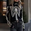 Women's Halloween Body Organ Muscle Print Round Neck Loose Sweatshirt