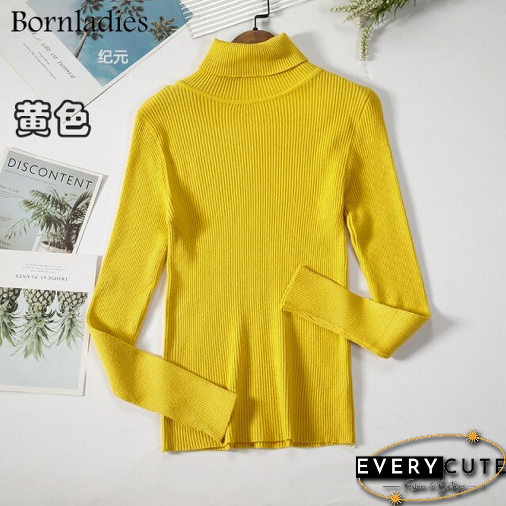Bornladies Basic Turtleneck Women Sweaters Autumn Winter Tops Slim Women Pullover Knitted Sweater Jumper Soft Warm Pull