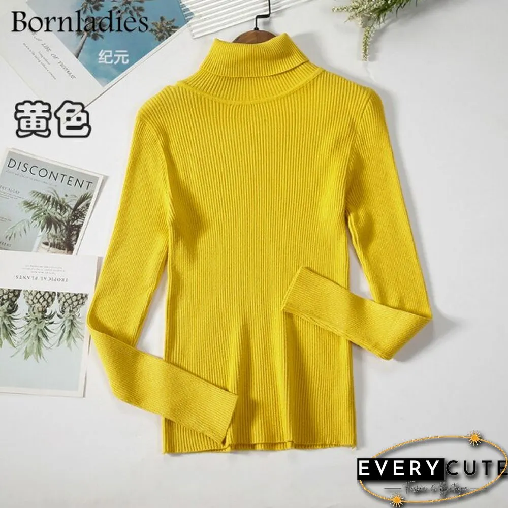 Bornladies Basic Turtleneck Women Sweaters Autumn Winter Tops Slim Women Pullover Knitted Sweater Jumper Soft Warm Pull