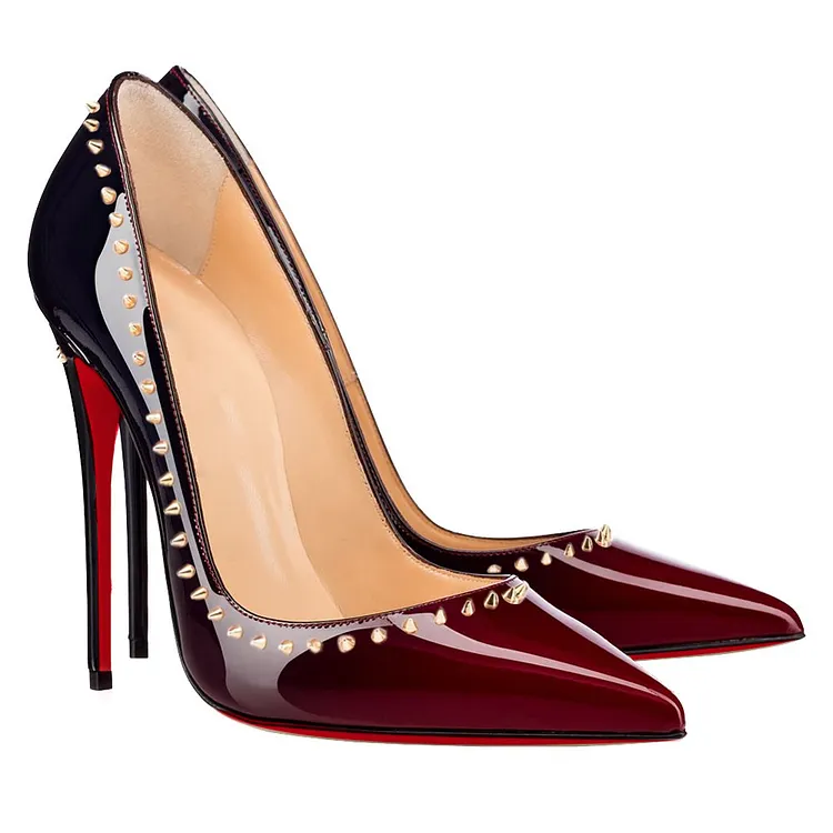 120mm/100mm Women's High Heels Stiletto Pumps Party Gradient Color Wine Black VOCOSI VOCOSI