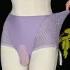 Men's large size sexy see-through lace briefs