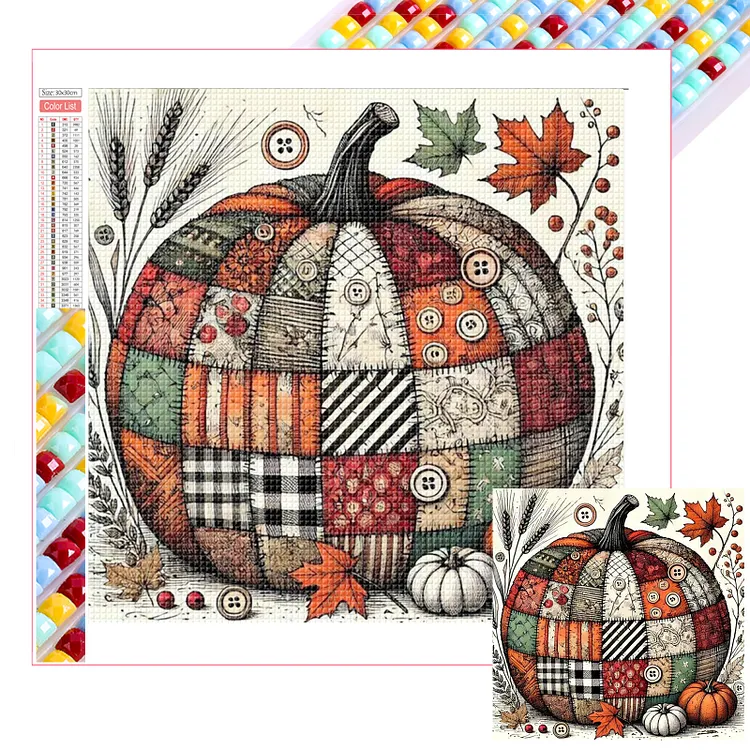 Autumn Patchwork Pumpkin 30*30CM (Canvas) Full Square Drill Diamond Painting gbfke