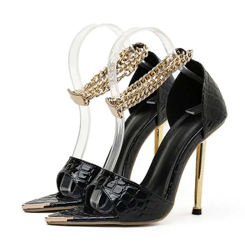Sexy Pointed Open Toe Thin High Heel Sandals Female Buckle Strap Wedding Shoes Bride Summer New Fashion Sandals Women Pumps