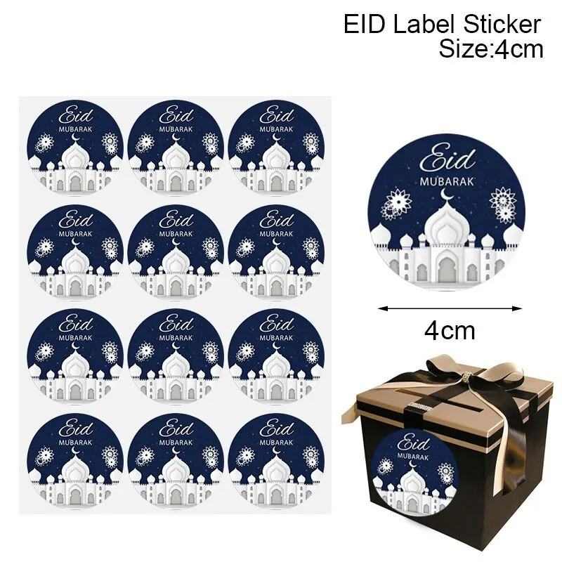 60/120pcs 4cm EID Mubarak Decorations Gift Lable Seal Stickers Islamic Muslim Eid Al Adha Decoration Ramadan Kareem Supplies