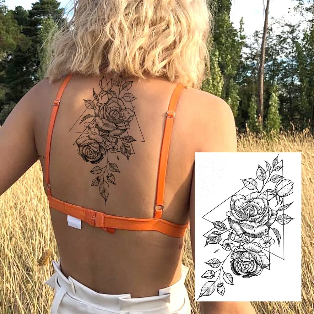 Realistic Sexy Peony Tattoos Temporary Women Adult Flower Arm Tattoos Sticker Waterproof Fake Floral Bloosom Body Leg Art Tatoos 530-1