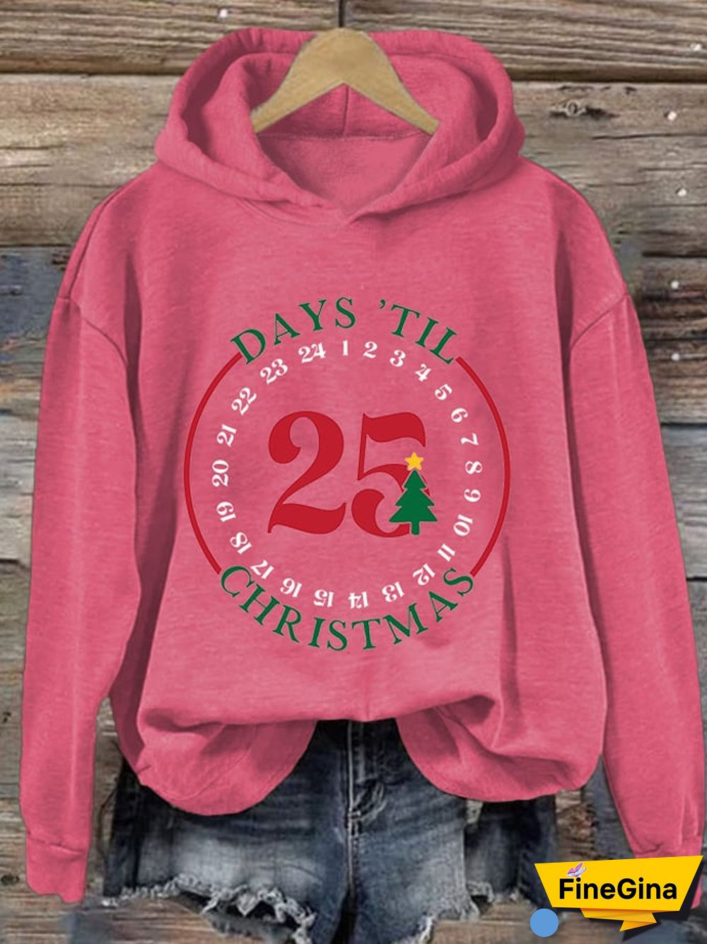 Women's Days Til Christmas Print Casual Long Sleeve Sweatshirt