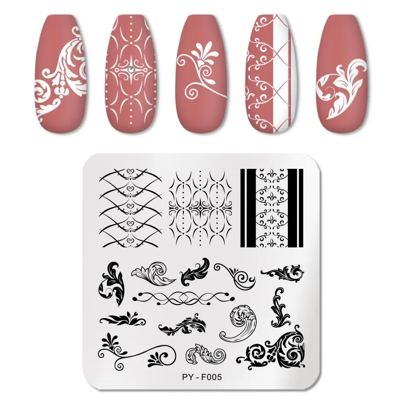 PICT YOU Nail Stamping Plates Flower Plant Pattern Nail Art Plate Stencil Stainless Steel Line Pictures Theme Image Plates Mold-Nail Inspo