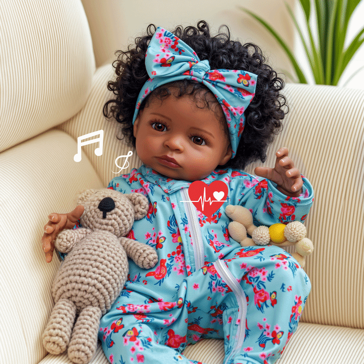 Babeside Quiet Reborn Baby Laney 20'' African American Little Infant Girl Healing of the Heart with Heartbeat Coos and Breath