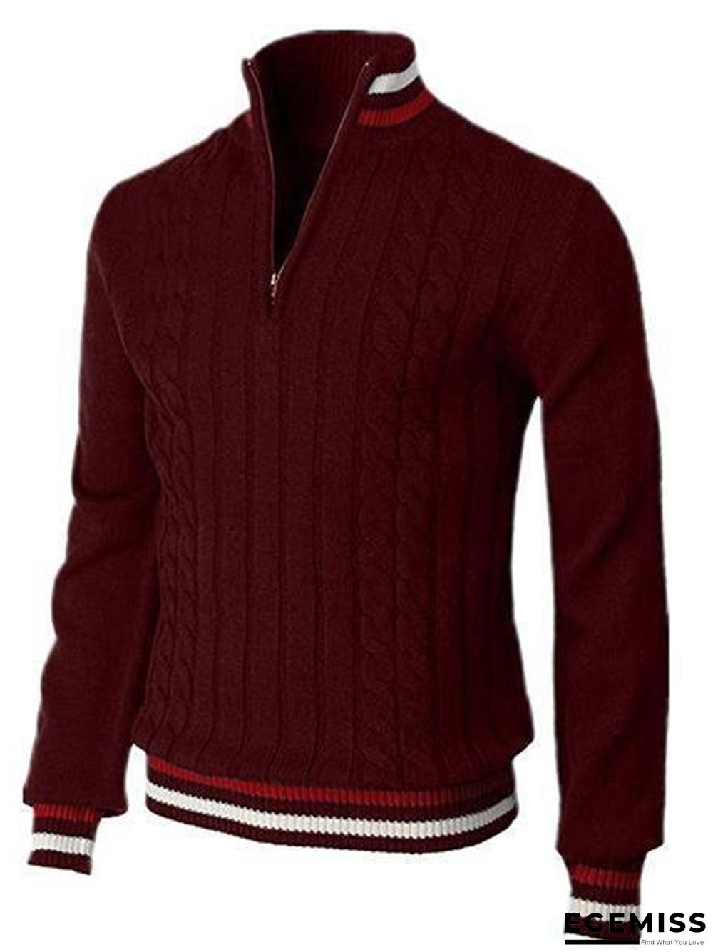 Color-block Zip-up Turtleneck Men's Knit Sweater | EGEMISS