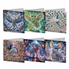 (US Local)6pcs Diamond Painting Greeting Cards DIY Diamond Art Cards Arts Crafts (Animal)