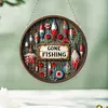 (US Local)DIY Outdoor Fishing Diamond Art Pendant Window Hanging Art for Home