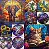 (Multi-Style)Flower Animal Glass Painting-Paint by Numbers Acrylic Painting 40*40CM