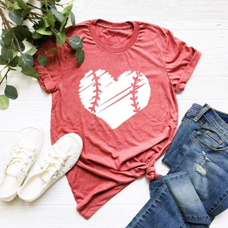 Heart-shaped Floral Round Neck Short Sleeves T-shirt