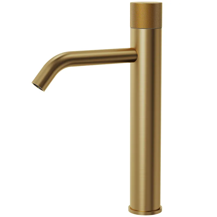 EVERSTEIN 12 in. Knurled Vessel Bathroom Sink Faucet  Brushed Gold