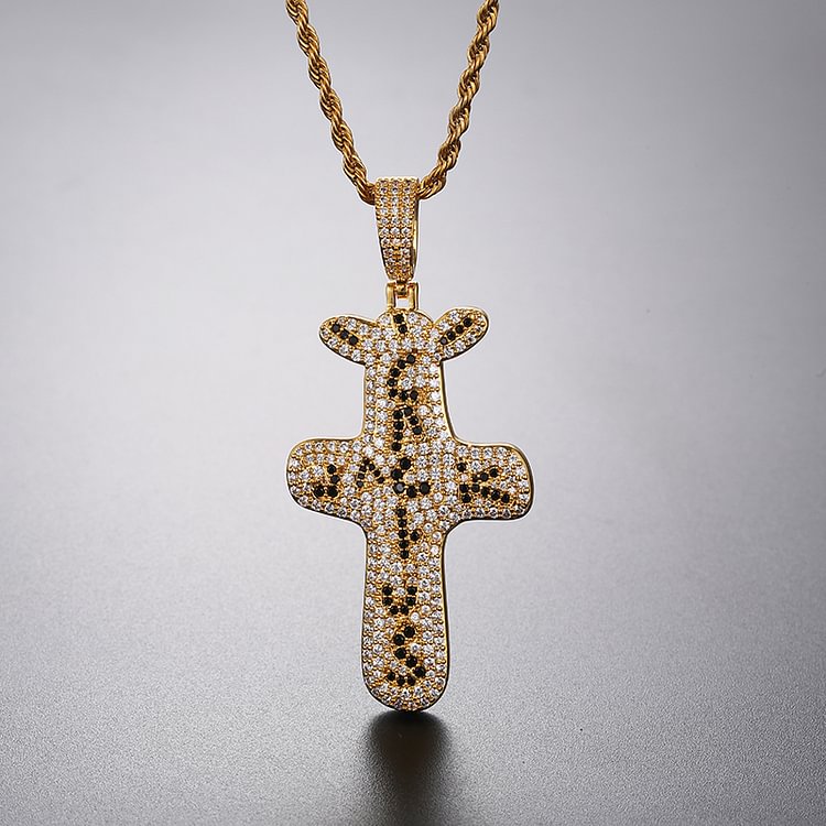 Iced Out Cactus Cross Pendants Necklaces Hip Hop Bling Bling