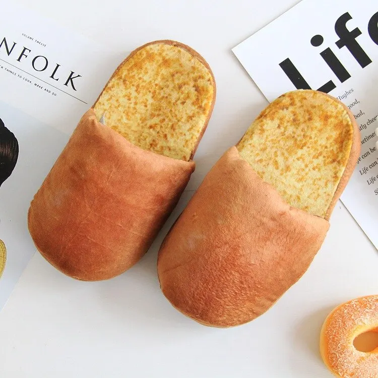 Winter Woman Slippers Memory Foam Indoor Slippers Soft Comfy House Slippers Lovely Cartoon Bread Shoes for Women
