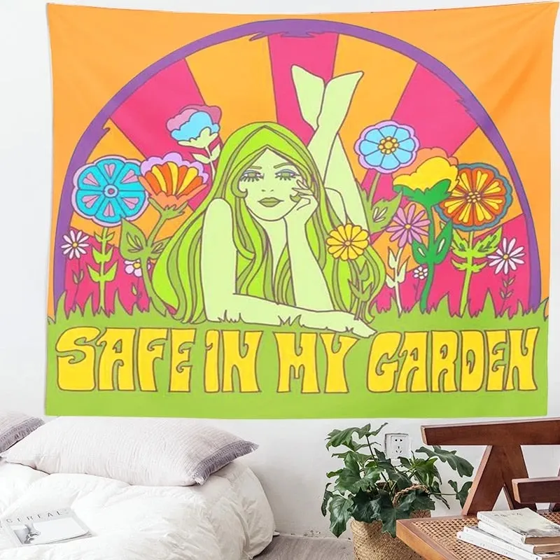 80s Aesthetic Tapestry Wall Hanging Colorful Sunshine Wall Decor Psychedelic Tapestry Decor Living Room Bedroom Bohemian Print