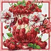 4Pcs Fruits Rouges Et Fleur Rouge-Peinture Diamant En Forme Sp&eacute;ciale-30*30CM