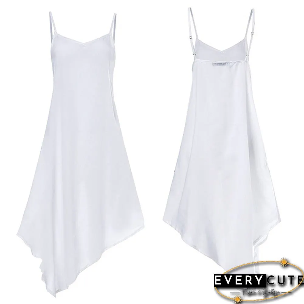 Women Summer Long Dress Spaghetti Strap V Neck Irregular Hem Holiday Casual Party Dress Sundress Plus Size S-5XL