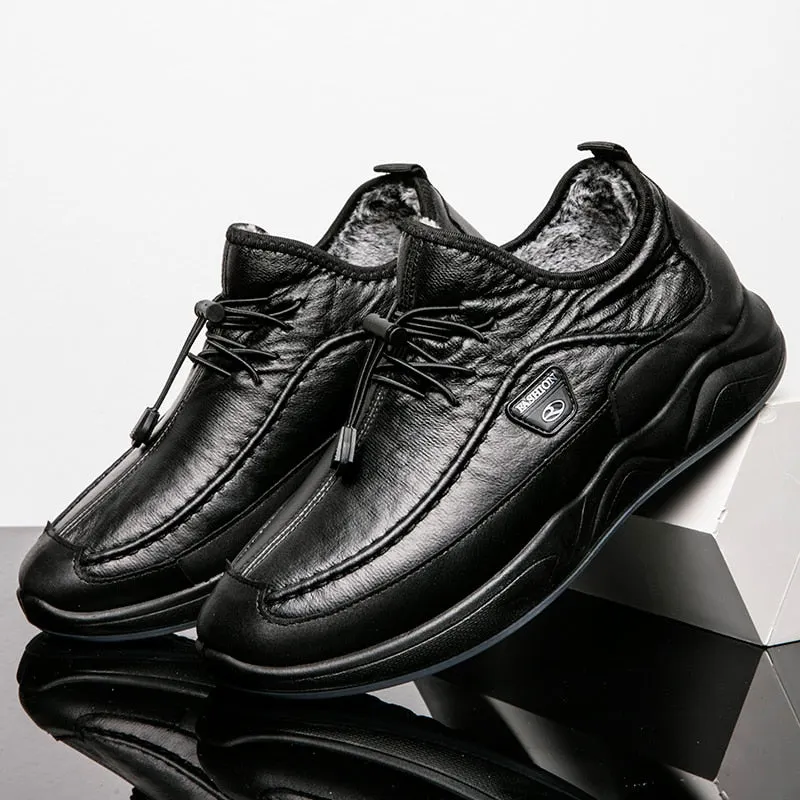 Autumn Winter Men's Quality Leather Shoes Kitchen Shoes Casual Breathable Male Footwear Outdoor Non-slip Waterproof Sneakers