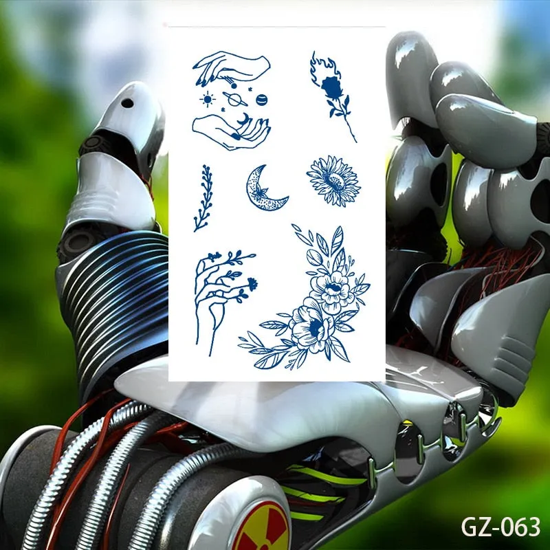 Temporary Waterproof Tattoo Stickers Butterfly Deer Rabbit Flower Juice Ink Lasting Boy Girl Chest Neck Hand Fake Bracelet Tatoo