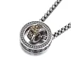 Sterling Silver Pixiu Men's Necklace For Blessing, Personality, High-end, Niche Gift, Luck Transfer Double Ring Pendant