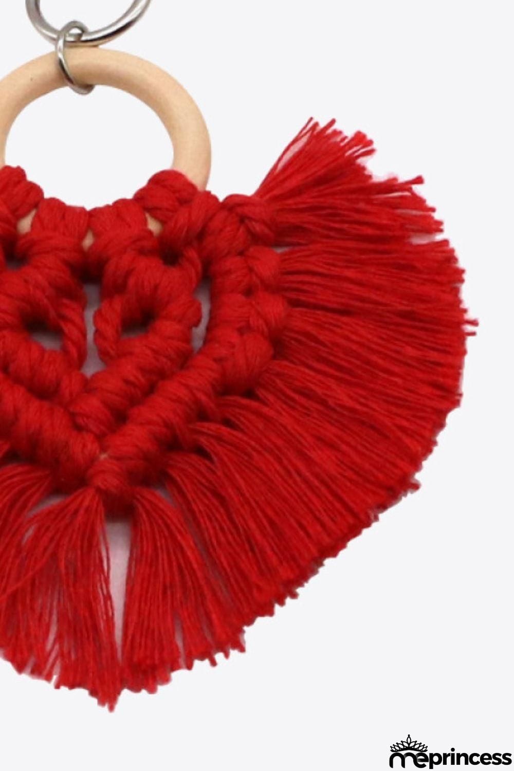 Assorted 4-Pack Heart-Shaped Macrame Fringe Keychain