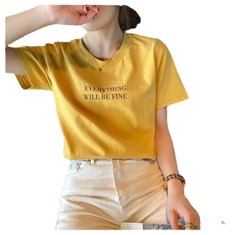 Uveng Uveng T-Shirt Women's Summer 2024 New Bottom Round Collar Dress Print Loose Print T-Shirt Women