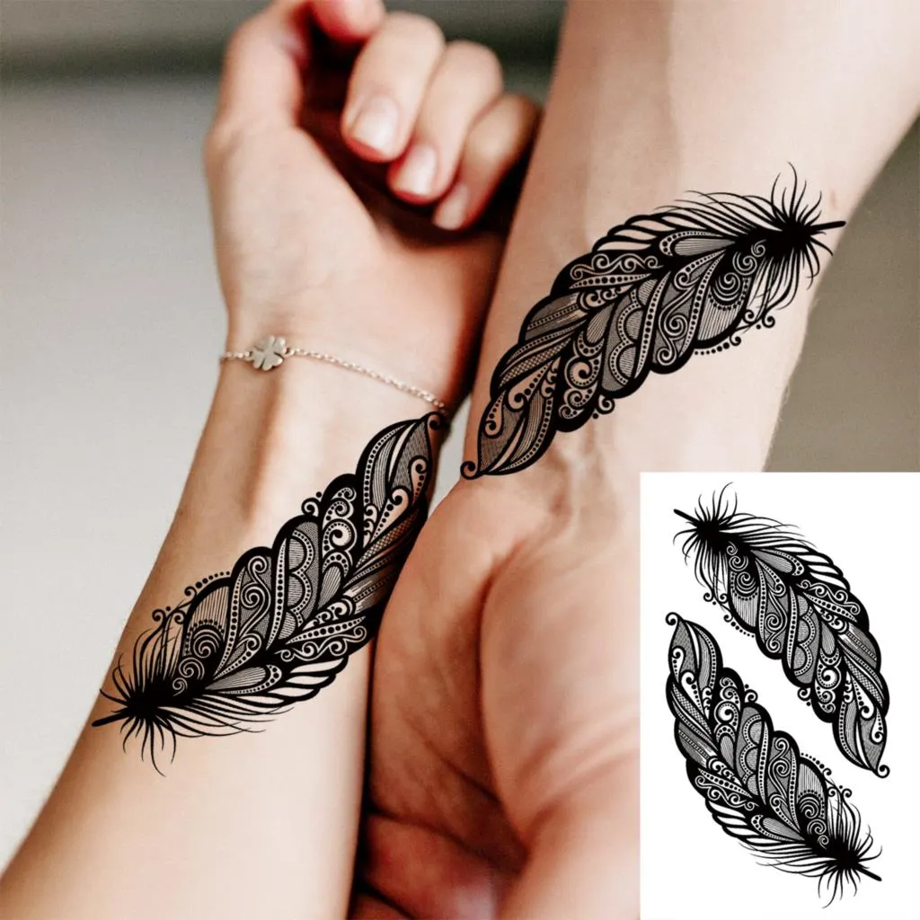 3D Realistic Wings Letters Temporary Tattoos For Women Men Quotes Thorns Dragon Fake Tattoo Fashion Waterproof Tatoos Sticker