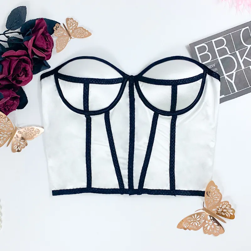 Churchf Churchf Hot Girl Wind Fashion Inside With Chest Pad Steel Ring Breasted Waist Show Thin Tight Chest Wrapped Strapless Top