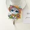 6pcs/set DIY Special-shaped Diamond Painting Wall-mounted Key Hook Kit (Flower Cat)