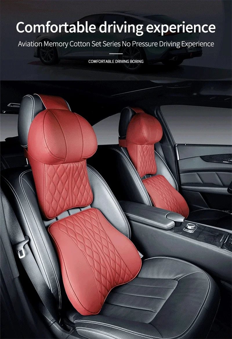 🔥Hot sale exclusive logo🔥Car leather headrest neck pillow car cushion