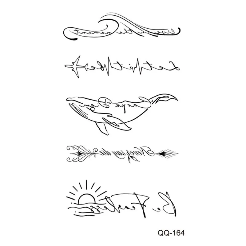 Sdrawing Temporary Tattoo Stickers Butterfly Snake Rose Flower Gun Dark Flash Small Women Body Art Wrist Neck Fake Tattoos Men